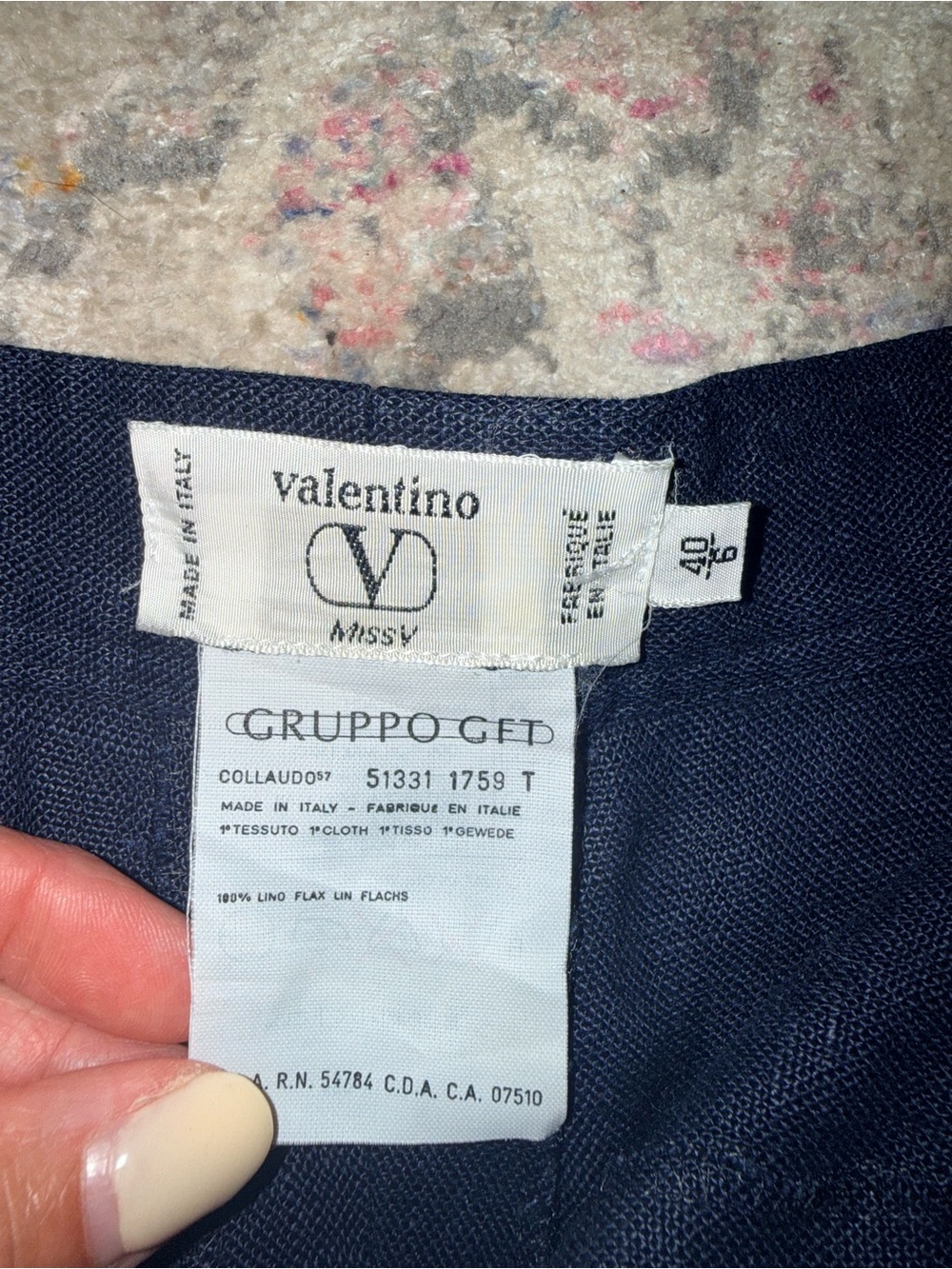 Valentino Navy Blue Linen-Blend Bermuda Shorts
